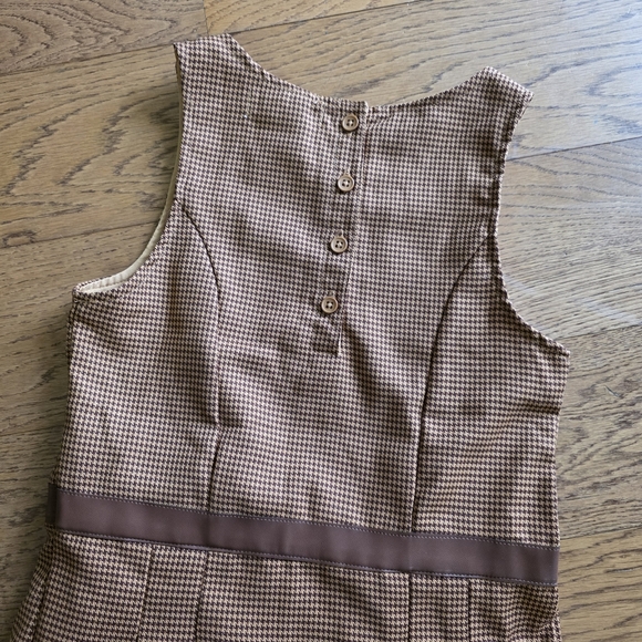 Happliy Grey Houndstooth Dress Brown Sleeveless Kids Size 6 - Picture 5 of 12